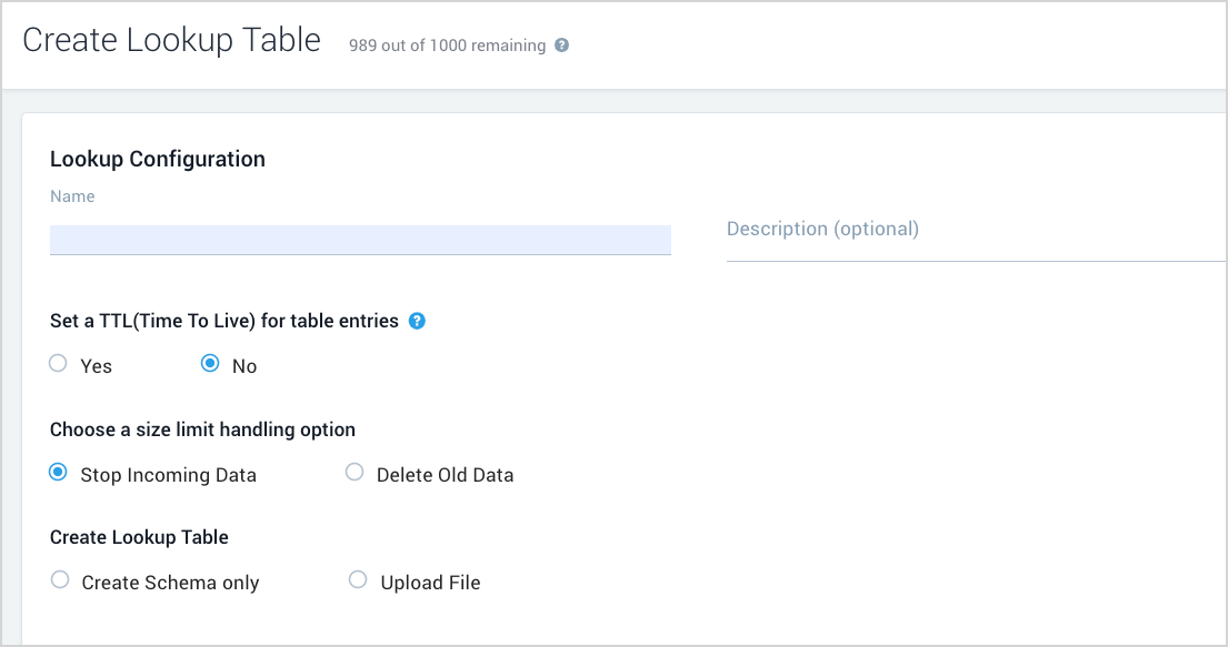 Create lookup table
