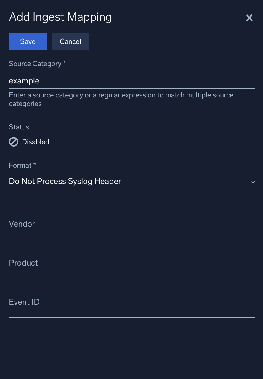 Create mapping without header