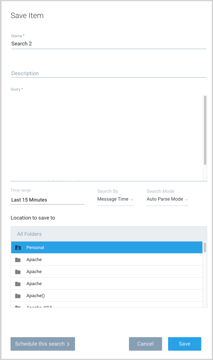 Save Item dialog