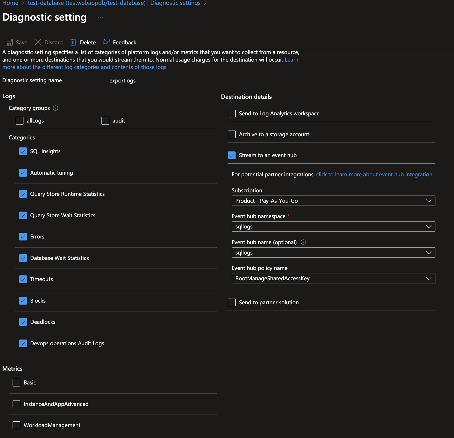 Azure Database for MySql Tag Location